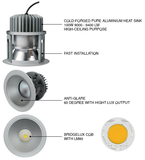 LUXCOMB recessed LED  HIGH BAY 60-100W spec